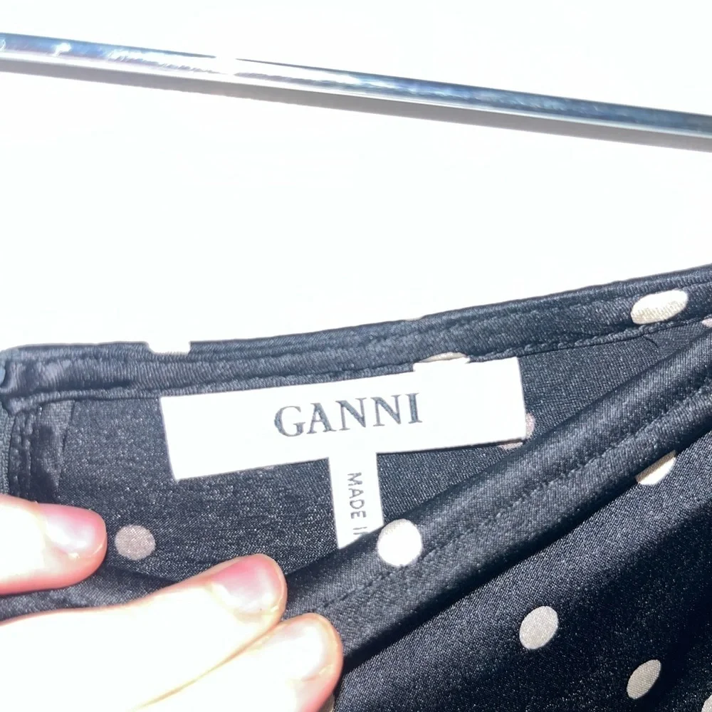 Ganni Dufort Silk Polka Dot Ruffle Skirt